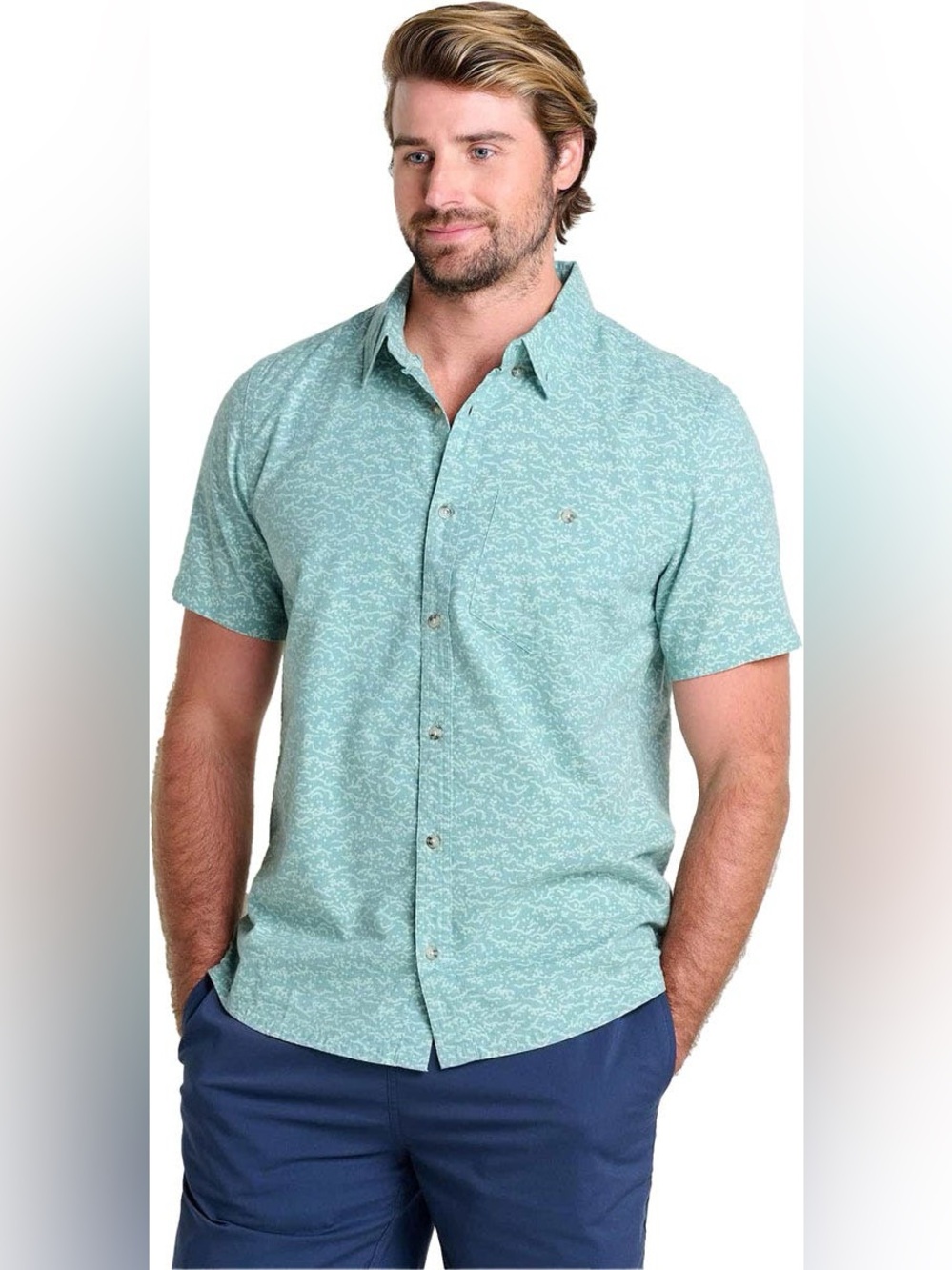 TOAD & CO Mattock Il Short Sleeve Button Down Shirt Organic Cotton L Casual